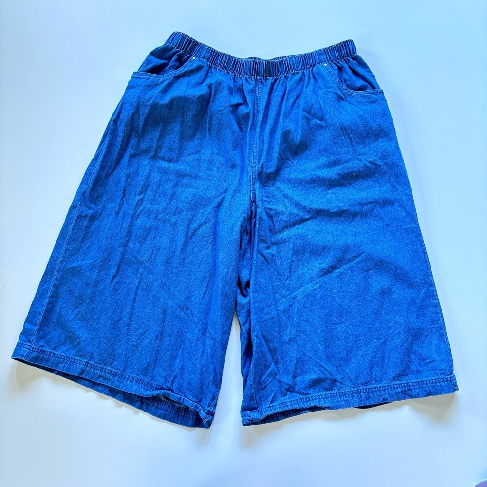Blair Women's XL Shorts Jorts Chambray Blue Elastic Waist Lightweight